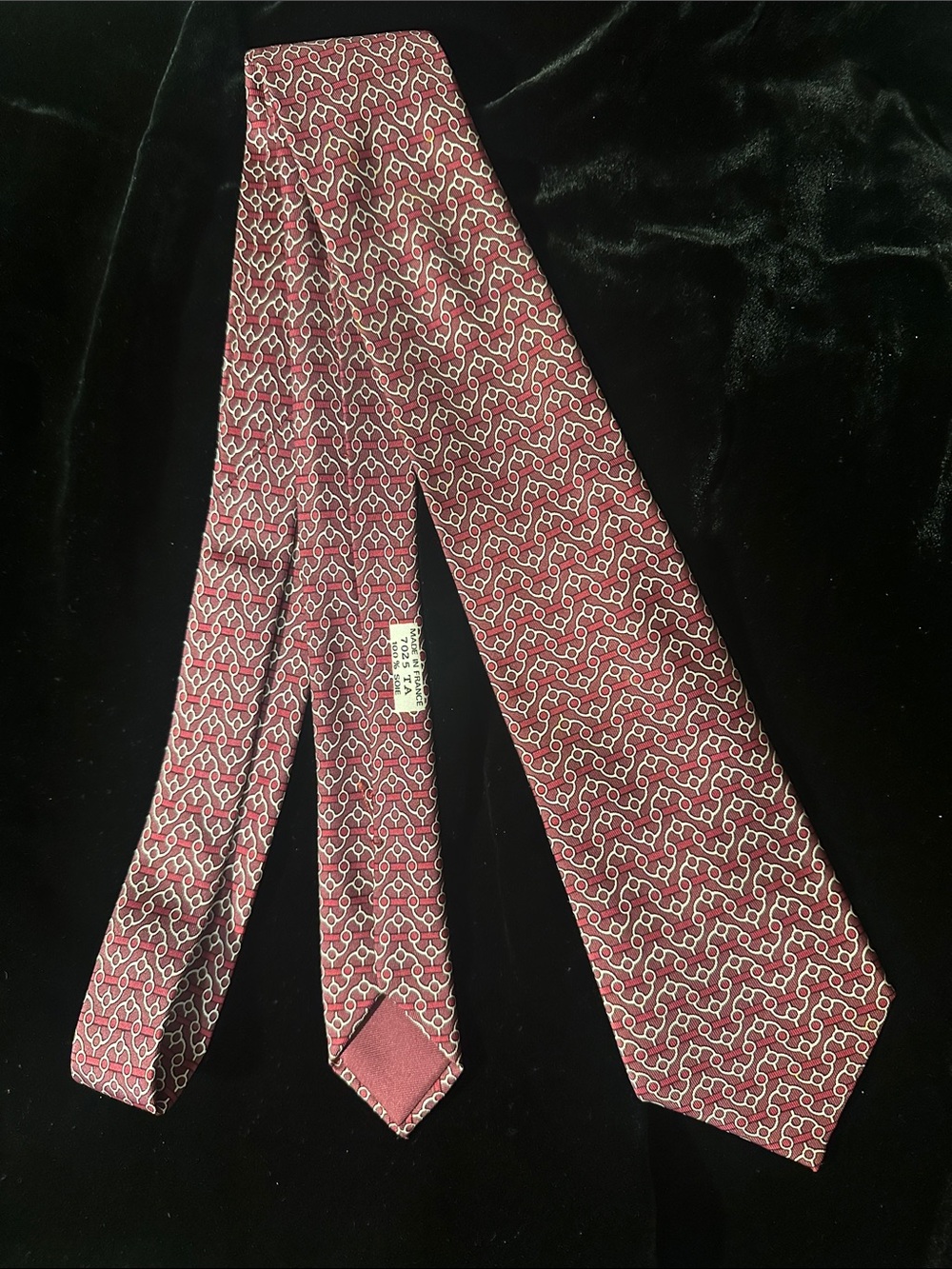 Hermes Burgundy Geometric Silk Tie